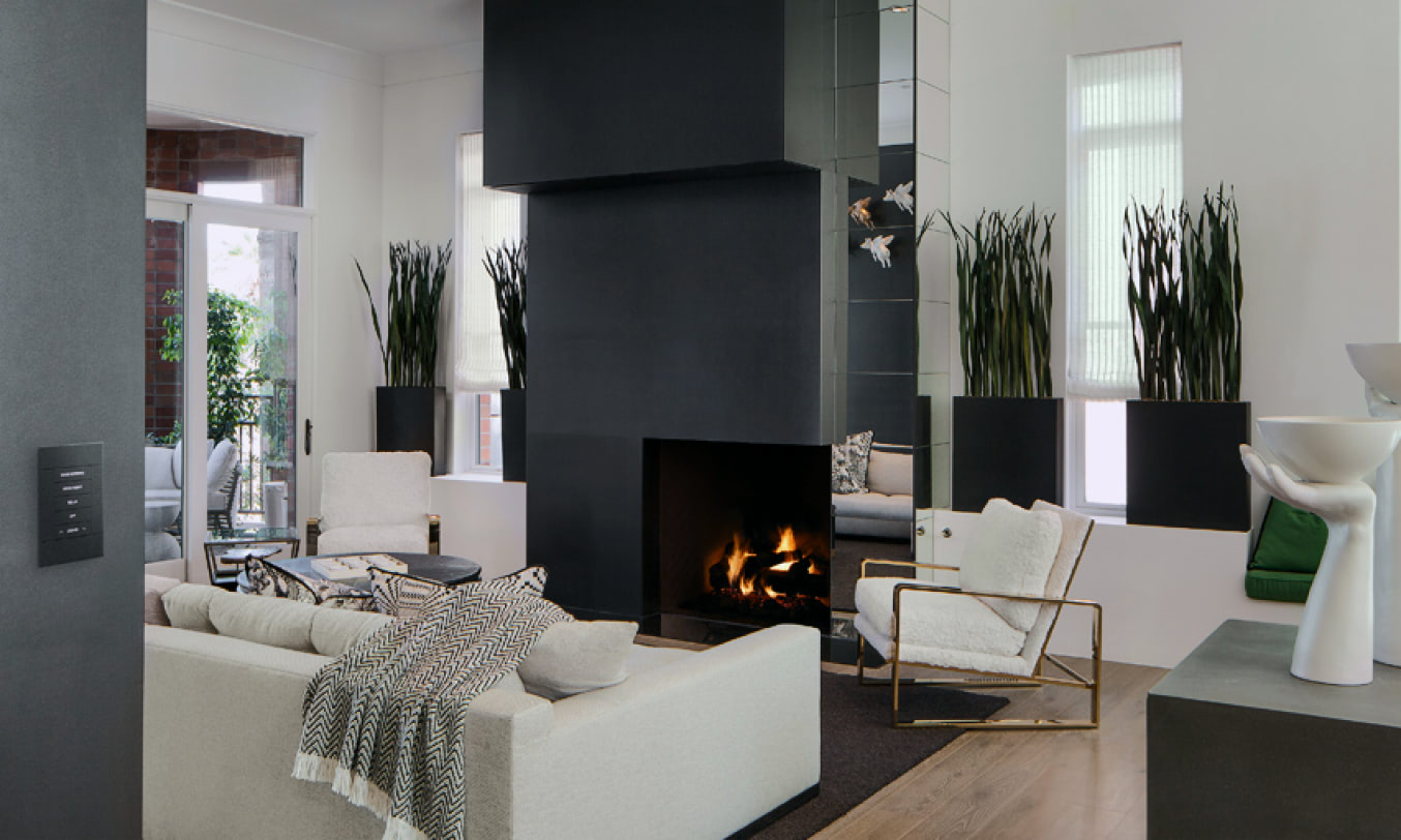 Modern living room with seamless connectivity throughout