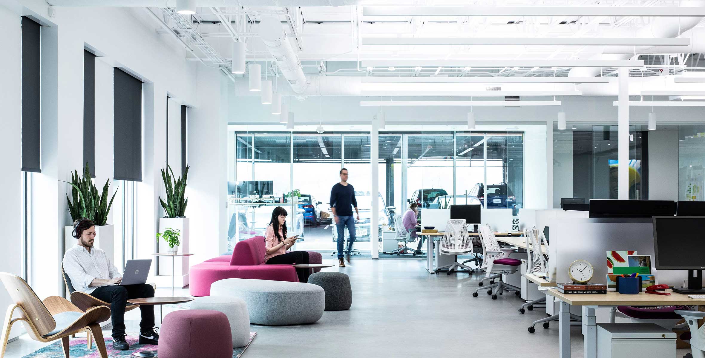 Modern office space with collaborative technology