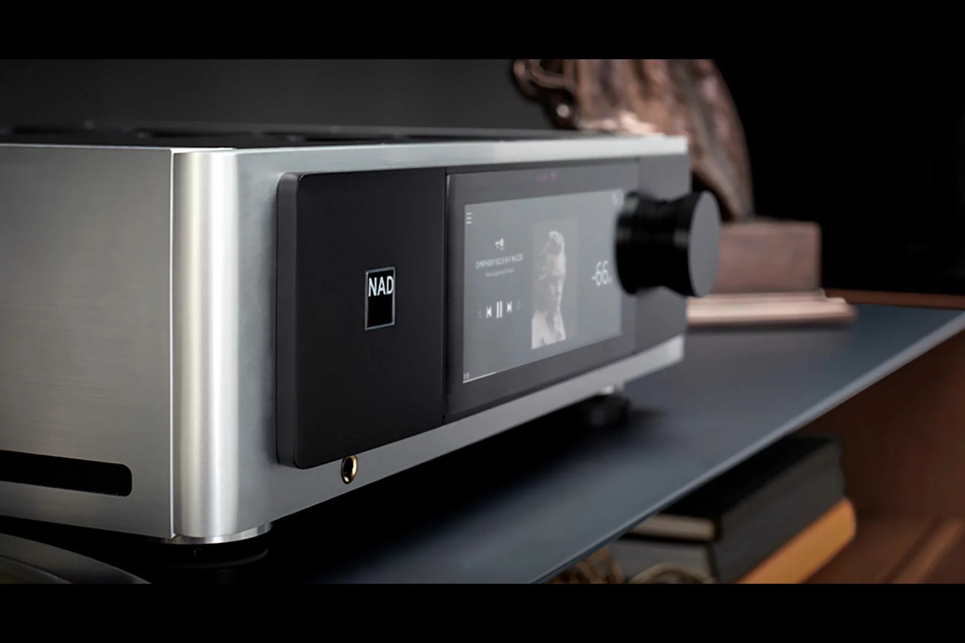 High-end NAD audio equipment showing premium amplifier and receiver