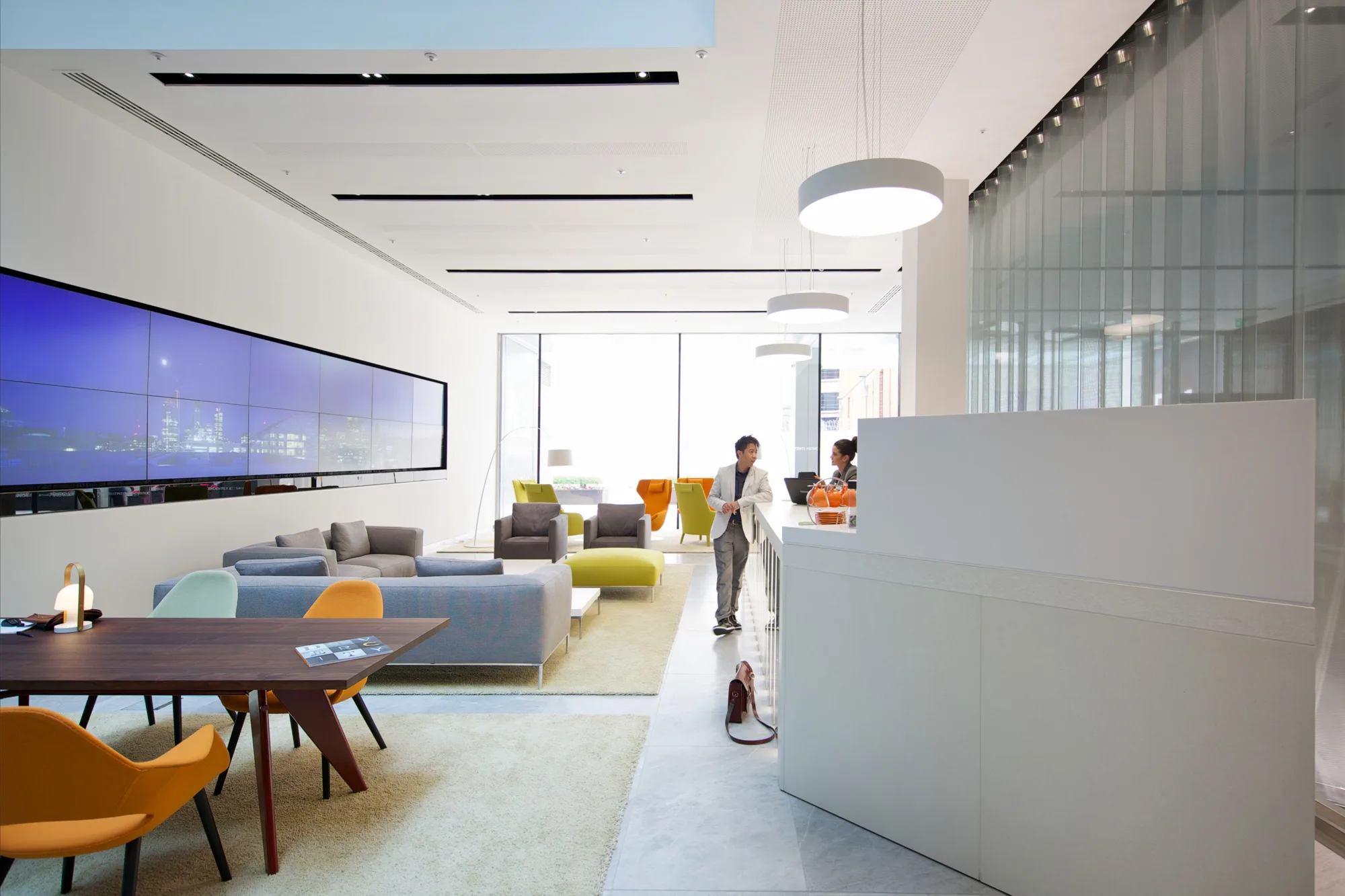 Modern smart office space with people working and contemporary design